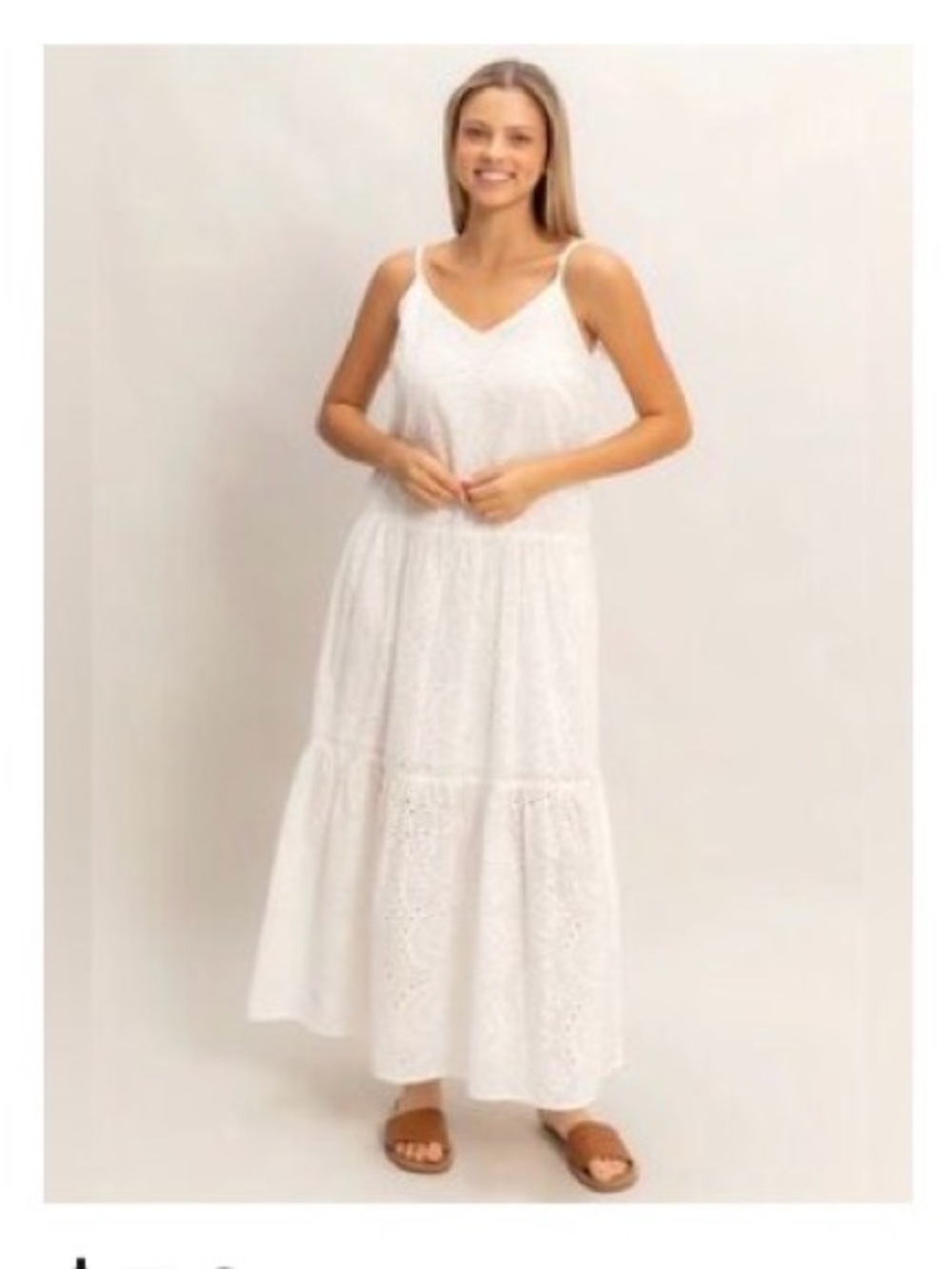 Just Fab White Eyelet Maxi Dress with Spaghetti Straps nwt xl boho